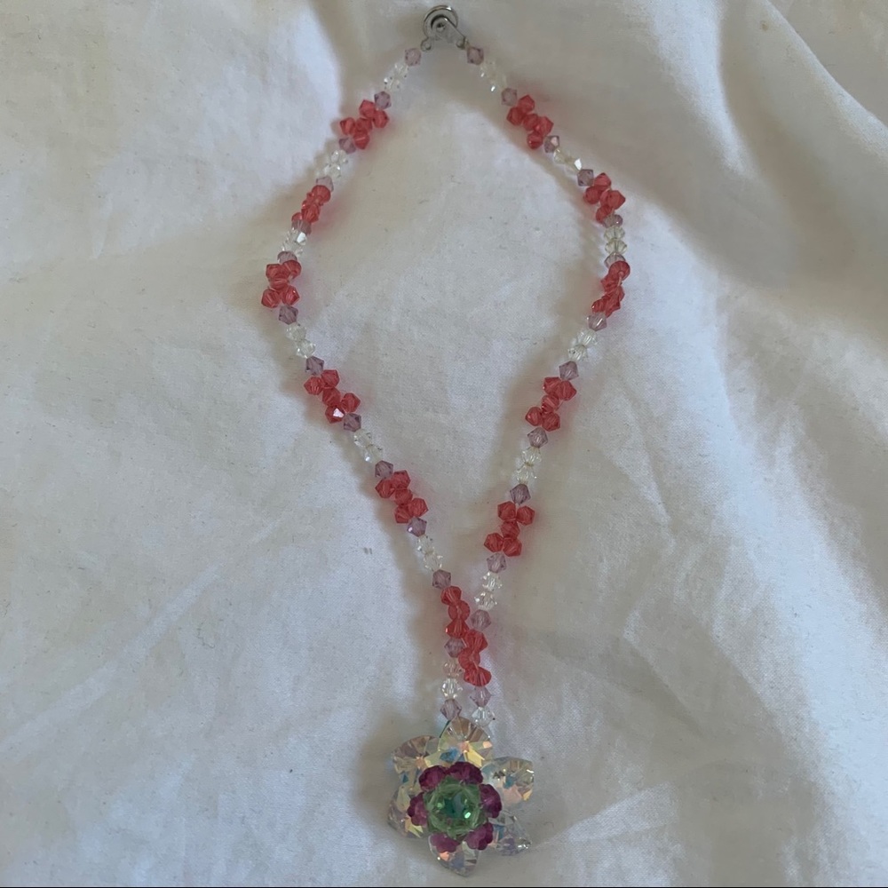 Handmade Swarovski Crystal Flower Necklace